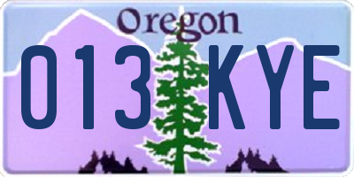 OR license plate 013KYE