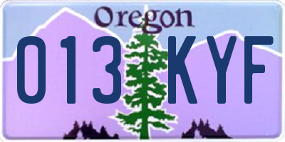 OR license plate 013KYF