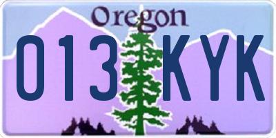 OR license plate 013KYK