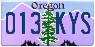 OR license plate 013KYS