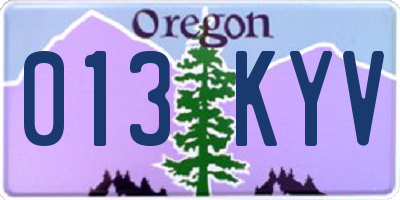 OR license plate 013KYV
