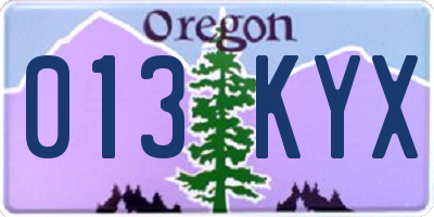 OR license plate 013KYX