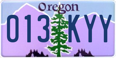 OR license plate 013KYY