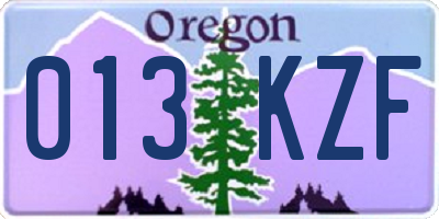 OR license plate 013KZF