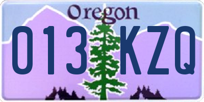 OR license plate 013KZQ