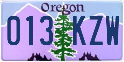 OR license plate 013KZW