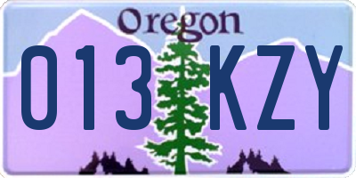 OR license plate 013KZY