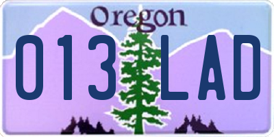 OR license plate 013LAD