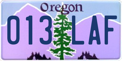 OR license plate 013LAF