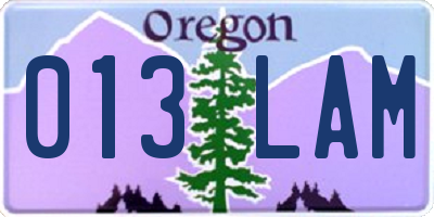 OR license plate 013LAM