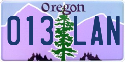 OR license plate 013LAN