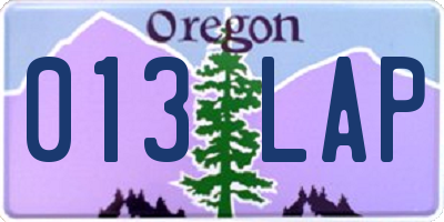 OR license plate 013LAP