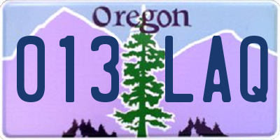 OR license plate 013LAQ