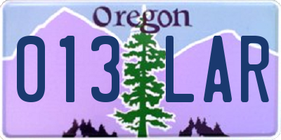 OR license plate 013LAR