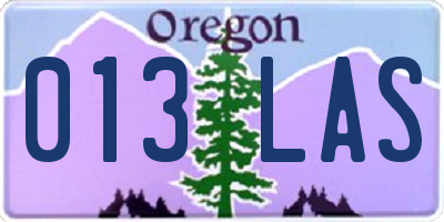 OR license plate 013LAS