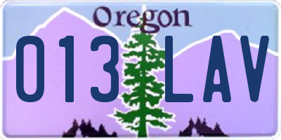 OR license plate 013LAV