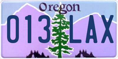 OR license plate 013LAX