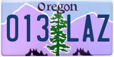 OR license plate 013LAZ