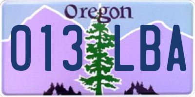 OR license plate 013LBA