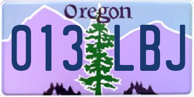 OR license plate 013LBJ