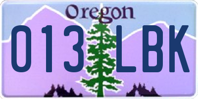 OR license plate 013LBK