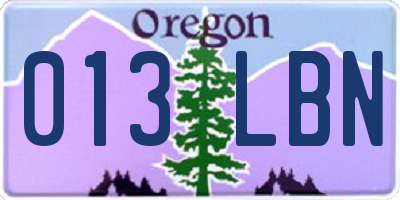 OR license plate 013LBN