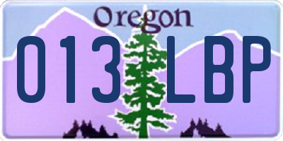 OR license plate 013LBP