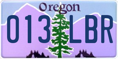 OR license plate 013LBR