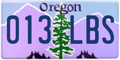 OR license plate 013LBS