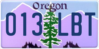 OR license plate 013LBT
