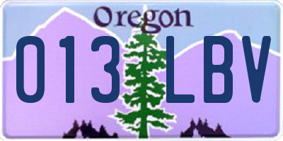 OR license plate 013LBV