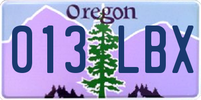 OR license plate 013LBX