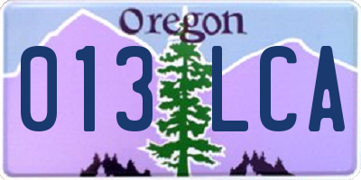 OR license plate 013LCA