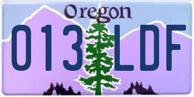 OR license plate 013LDF