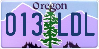 OR license plate 013LDL