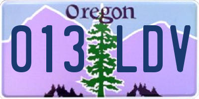 OR license plate 013LDV