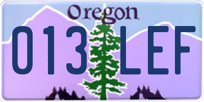OR license plate 013LEF