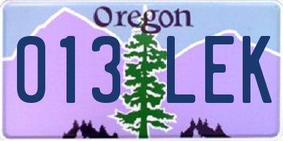 OR license plate 013LEK