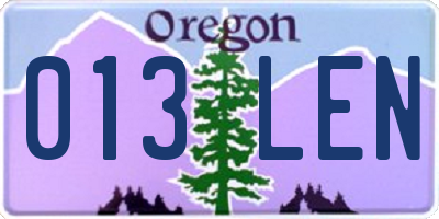 OR license plate 013LEN