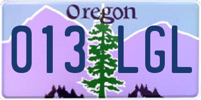 OR license plate 013LGL