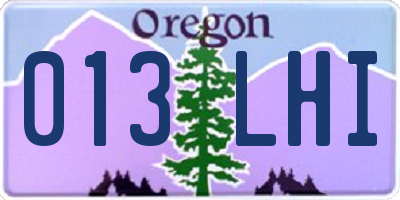 OR license plate 013LHI