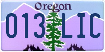 OR license plate 013LIC