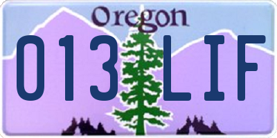 OR license plate 013LIF