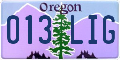OR license plate 013LIG