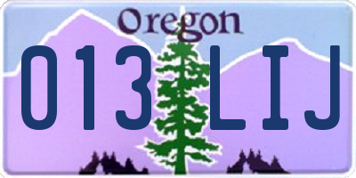 OR license plate 013LIJ