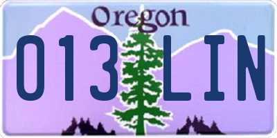 OR license plate 013LIN