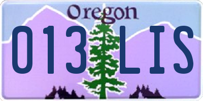 OR license plate 013LIS