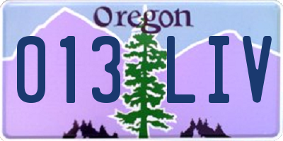 OR license plate 013LIV