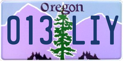 OR license plate 013LIY
