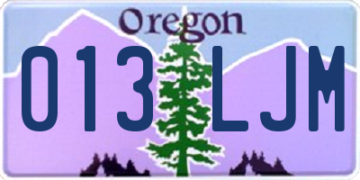 OR license plate 013LJM